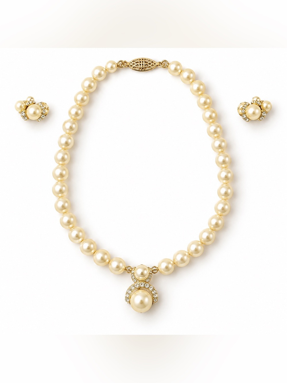 Cathy’s Concepts Faux Pearl Rhinestone Necklace & Earring Set